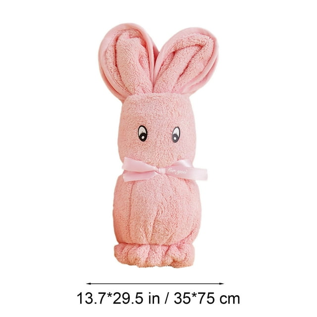 Bath Towel Set 2-Piece High-Density Velvet Bunny Pattern Face Towel and Hand Towel 35 cm x 75 cm Each