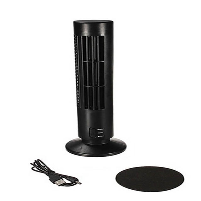 Ventilador portátil mini de escritorio con aire acondicionado USB para el hogar, la oficina, los viajes y el dormitorio. Negro