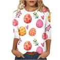 thumbnail image 2 of Brnmxoke Women Happy Easter Graphic Shirt Spring 2024,Womens 3/4 Sleeve Tshirt Happy Easter Day Tees Shirt Plus Size Easter Egg Tops Regular Fit Casual Tunic Tshirts, 2 of 5