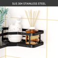 PHANCIR 5 PCS Corner Shower Caddy, No Drilling Stainless Steel Shower Storage Rack with Hooks & Toothpaste Holder for Bathroom, Black