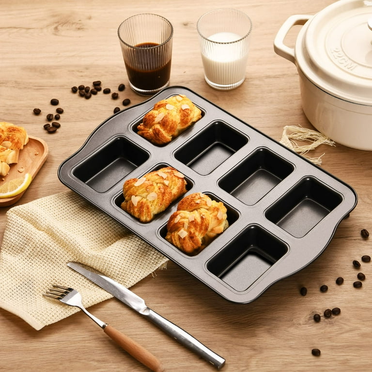 HONGBAKE Pack Mini Loaf Baking Pans, 8-Cavity Nonstick Small