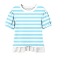 thumbnail image 7 of hotojiny Womens Tops Summer Short Sleeve Striped Shirts with Ruffle Hem Loose Fit Crew Neck T-Shirts Streetwear, 7 of 7