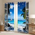 thumbnail image 2 of Homewish Hawaii Summer Holiday Black Out Curtains for Teen, Tropical Beach Curtains Pack of 2 (42x63 Each), Ocean Marine Theme Bedroom Curtains, Black Out Curtains Room Decor, 2 of 6