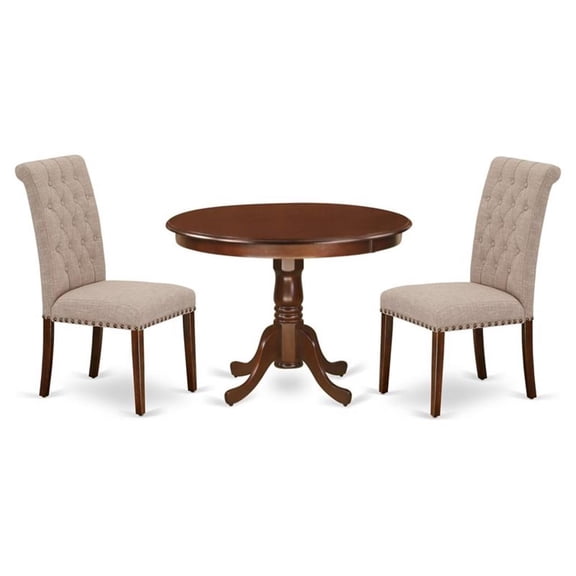 East West Furniture Hartland 3-piece Wood Dining Set in Mahogany/Light Fawn