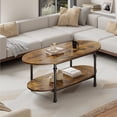 thumbnail image 4 of Unique 47.2inch mid century oval tea mesa - low almacenamiento coffee mesa, 2 tier vintage center mesa para sala de estar y oficina (rustic brown), 4 of 7
