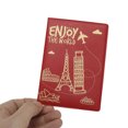 thumbnail image 3 of Unique Bargains 1 Pc Passport Holder Durable Eiffel Tower Airplane Document Holder for Travel Strawberry Red, 3 of 5