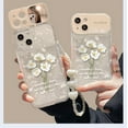thumbnail image 2 of Flip Large Mirror White Bouquet Case, Translucent Design, Cartoon, with Mirror, Anti-wear and Anti-Drop, for iPhone 15 14 13 12 11 Pro Max Mini XS XR 7 8 6 Phone Case (P2,iPhone Xs Max), 2 of 8