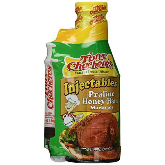 Tony Chachere Injectable Marinades with Injector, Praline Honey Ham, 3 Count, 17 Oz