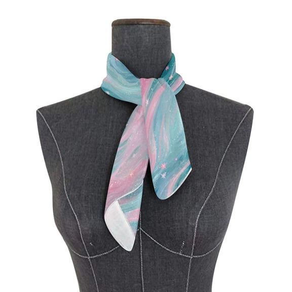 Square Scarf 24x24 Inch Pastel Blue and Pink Waves Silky Satin Sun Protection Neck Scarf for Women Multi-Purpose Head Wrap Bandana for Hair Bag Decoration
