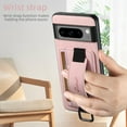thumbnail image 6 of for Google Pixel 8 Pro PU Leather Card Slots Back Case, Classic Wristband Kickstand Finger Ring Shockproof Protective TPU Frame Phone Case for Google Pixel 8 Pro Women Men Boys Girls, Pink, 6 of 9