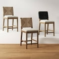 thumbnail image 4 of Nathan James Beacon Bohemian Boucle Bar Stool with Back, Bar Height Kitchen Island Chair, Seagrass Bar Stool, Cream Boucle/Brushed Light Brown, Set of 2, 4 of 4