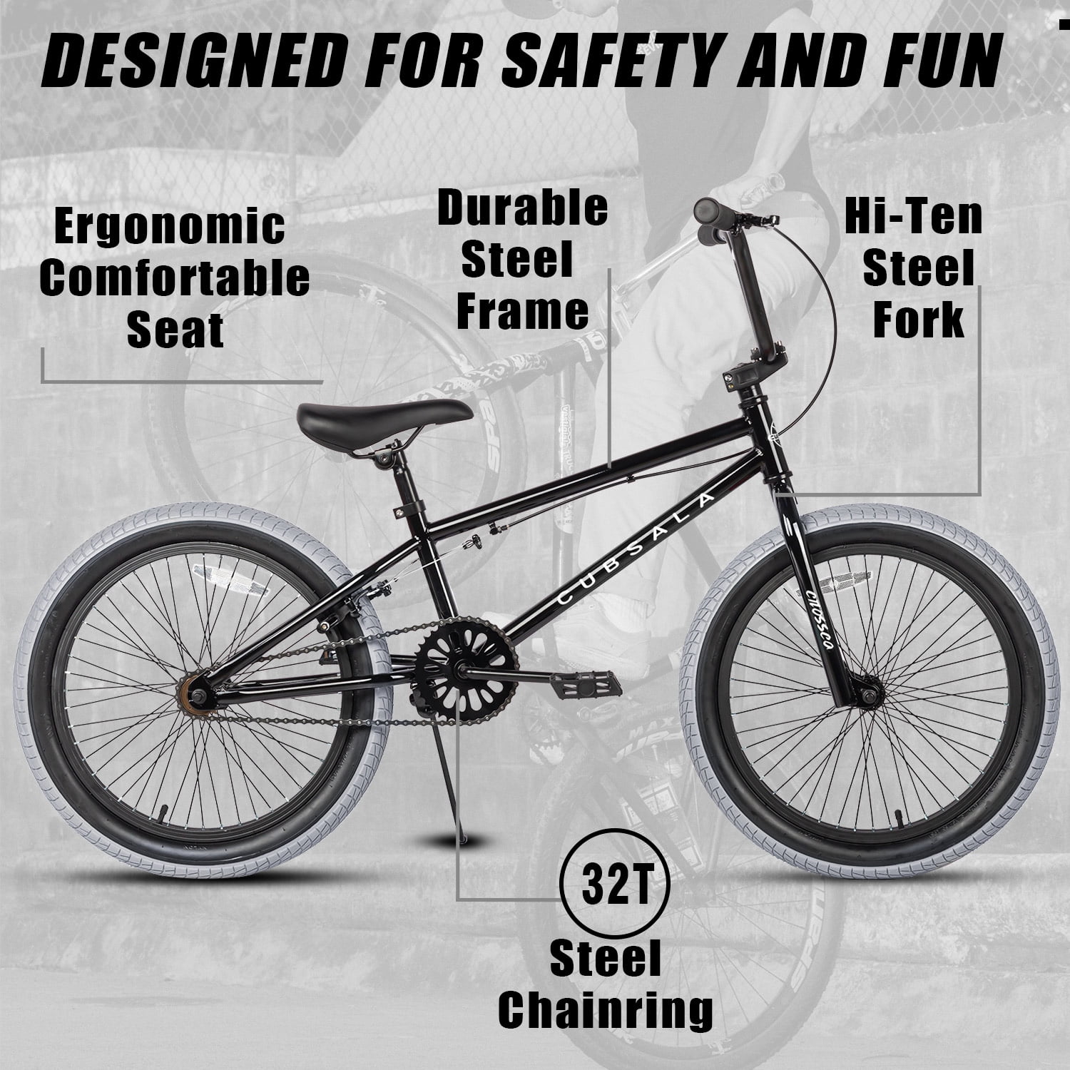 Bmx Bike Adult Cubsala Freestyle BMX Bike, 20 Inch Yaphet Bicycle