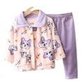 thumbnail image 2 of Pijamas de franela para niñas, forro polar grueso de invierno, ropa de casa de vellón coral para niñas, traje de otoño e invierno para niños, 2 of 6