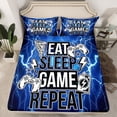 thumbnail image 2 of Homewish Eat Sleep Game Full Size Sheets 4-Piece for Teens Boys Girls,Video Game Breathable Bed Sheets,Abstract Gradient Lightning Lightweight Sheet Sets,Breathable Home Decor, 2 of 7
