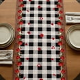 thumbnail image 5 of Table Runners 72 Inches Long Dress Scarves, Valentine's Day Farmhouse Kitchen Table Runner, Coffee Tablerunners, Retro Gnomes Love Rose Wooden Plaid 18x72 Inch, 5 of 9