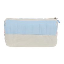 Unique Bargains 1 Pc Embroidered House Style Drawstring Makeup Bag for Vacation Beige Blue Polyester