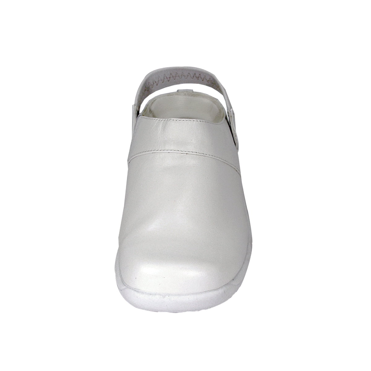 24 HOUR COMFORT Callie Wide Width Comfortable Leather Slingback Clogs WHITE 5.5
