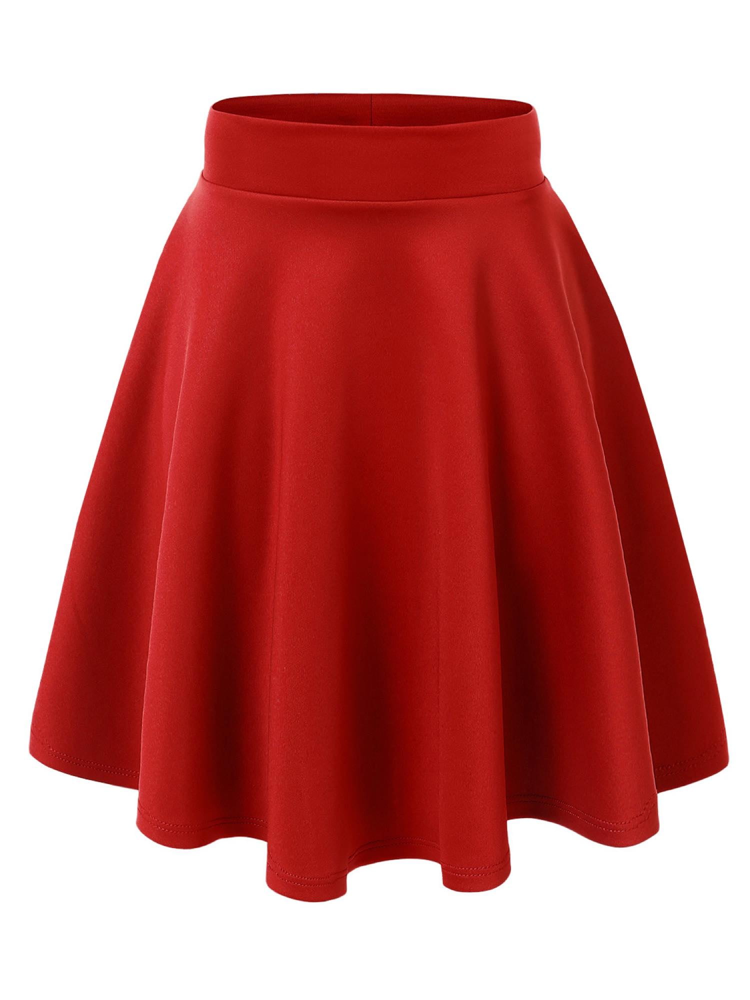 MBJ WB829 Womens Flirty Flare Skirt L RED - Walmart.com