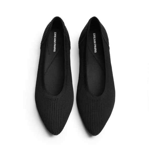 DREAM PAIRS Women's Pointed Toe Knit Ballet Flats Comfortable Foldable Slip-On Shoes Lightweight Travel-Friendly Walking Flats