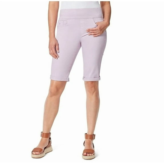 Gloria Vanderbilt Women's Amanda Pull On Bermuda Shorts 8 Petite Lavender Kiss