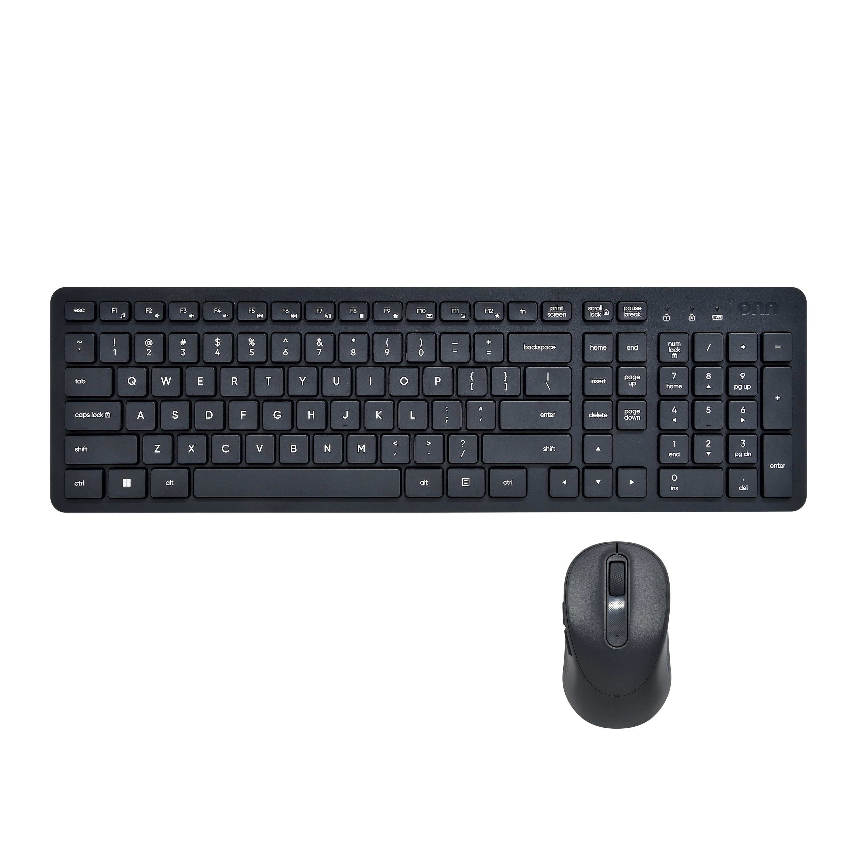 onn Wireless Keyboard and Mouse Combo, 104-Key Gray Stone Set