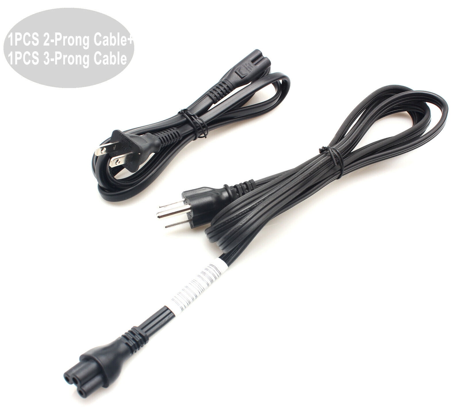 2 Prong and 3 Prong Power Cord Replacement Power Cable for Sony Samsung