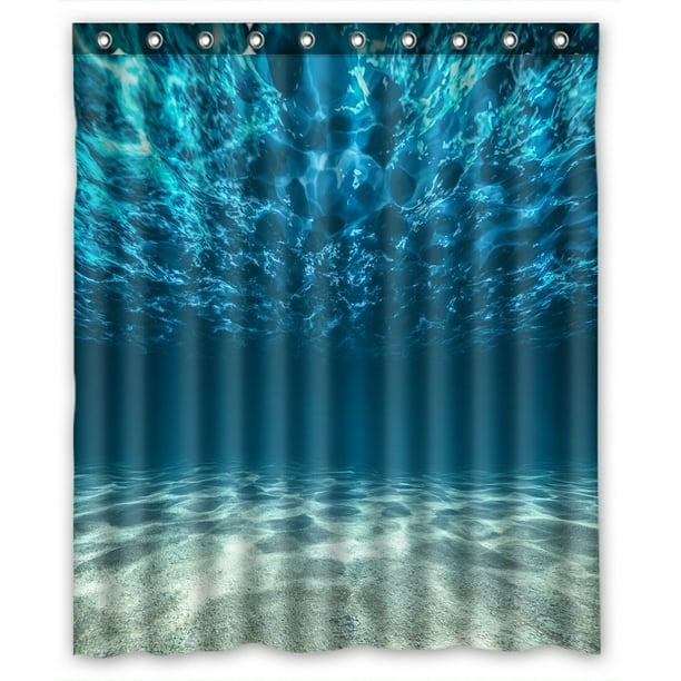 PHFZK Underwater Shower Curtain, Bright Gravelly Bottom and Wavy