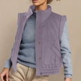 thumbnail image 2 of UYISJ Womens Puffer Vest Cropped Lightweight Button Down Quilted Vest Sleeveless Padded Gilet Coat with Pockets Purple L, 2 of 8