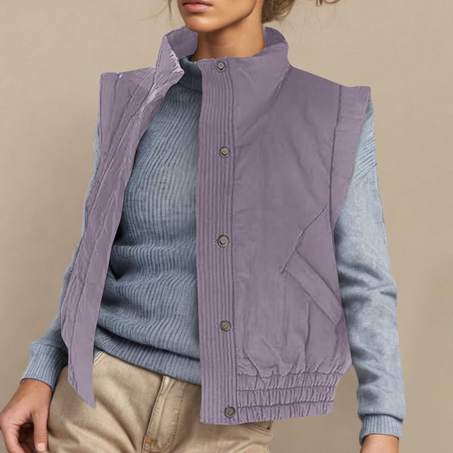 Veste Sans Manches à Capuche pour Femme, Décontractée, Unie, à Col à Revers, avec Ourlet Élastique pour le Printemps et l'Été
