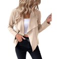 thumbnail image 1 of Chaquetas de Ante Sintético para Mujer, Ropa de Moda de Otoño, Larga, Frente Abierto, Abrigo Corto, Prenda Exterior Color Albaricoque L, 1 of 8