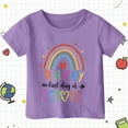 thumbnail image 4 of LIIPEE Boys Girls T-Shirts Summer Casual Short Sleeve Cartoon Letter Rainbow Printed Round Neck Tshirt Boy Leisure Daily Wear Tee Shirts,Purple,12-13 Years, 4 of 5