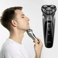 thumbnail image 3 of Rasoirs pour Hommes Rasoir Humide/sec Rechargeable Rotatif Sans Fil Recharge USB Étanche Hommes Rotatif Électrique avec Tondeuse Escamotable, 3 of 4