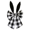thumbnail image 3 of CoreLiving Easter Bunny Ears Wreath Bow Buffalo Plaid Design 16 Inch Spring Decorative Bow for Tree Topper Front Door Wreath Black White Ribbon Premade Bow for DIY Crafts, 3 of 5