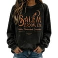 thumbnail image 6 of Women's Vintage Washed Halloween Sweatshirt, Salem Broom Co Witch Graphic Oversized Crewneck Long Sleeve Casual Pullover Top, 6 of 8