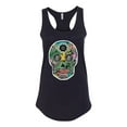 thumbnail image 2 of Day Of The Dead Calavera Skull Colorful Trippy | Womens Pop Culture Jersey Racerback Tank Top, Black, Small, 2 of 4