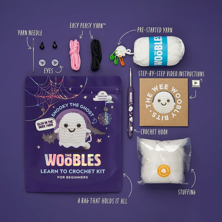The Woobles Beginner Crochet Amigurumi Kits - Snooky The Ghost