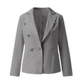 thumbnail image 4 of YYDGH Women Double Breasted Cropped Blazer Jackets Lapel Open Front Long Sleeve Business Suit Jackets with Pocket, 4 of 7