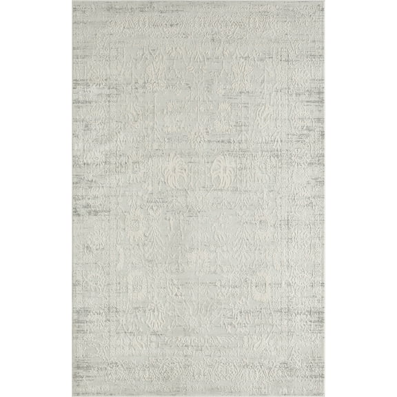 LR Home Isone Jesery Ivory/Gray Transitional Floral Polyester Blend Area Rug, 7'10" x 9'10"