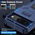 thumbnail image 3 of Heavy Duty Case for Google Pixel 8, Military Grade Dual Layer Hybrid Rubber Bumper with Sliding Camera Cover, Built-in 360 Degree Swivel Stand Car Magnetic for Google Pixel 8 - Blue, 3 of 8