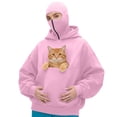 thumbnail image 2 of larppty Unisex Cat Pouch Hoodie Half Zipper Double Hooded Sweatshirt Pet Cat Dog Holder Carrier Sweatshirt (Pink, XXL), 2 of 4