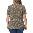 thumbnail image 3 of Agnes Orinda Women's Plus Size Floral Printed Tops Notched V Neck Short Sleeves Casual Summer Blouses 3X Brown, 3 of 6