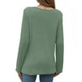 thumbnail image 4 of AKOEE Women's Waffle Knit Tops Hollow Out Lace Patchwork Crewneck T-Shirts Short/Long Sleeve Thin Base Sweater (M, Green), 4 of 5