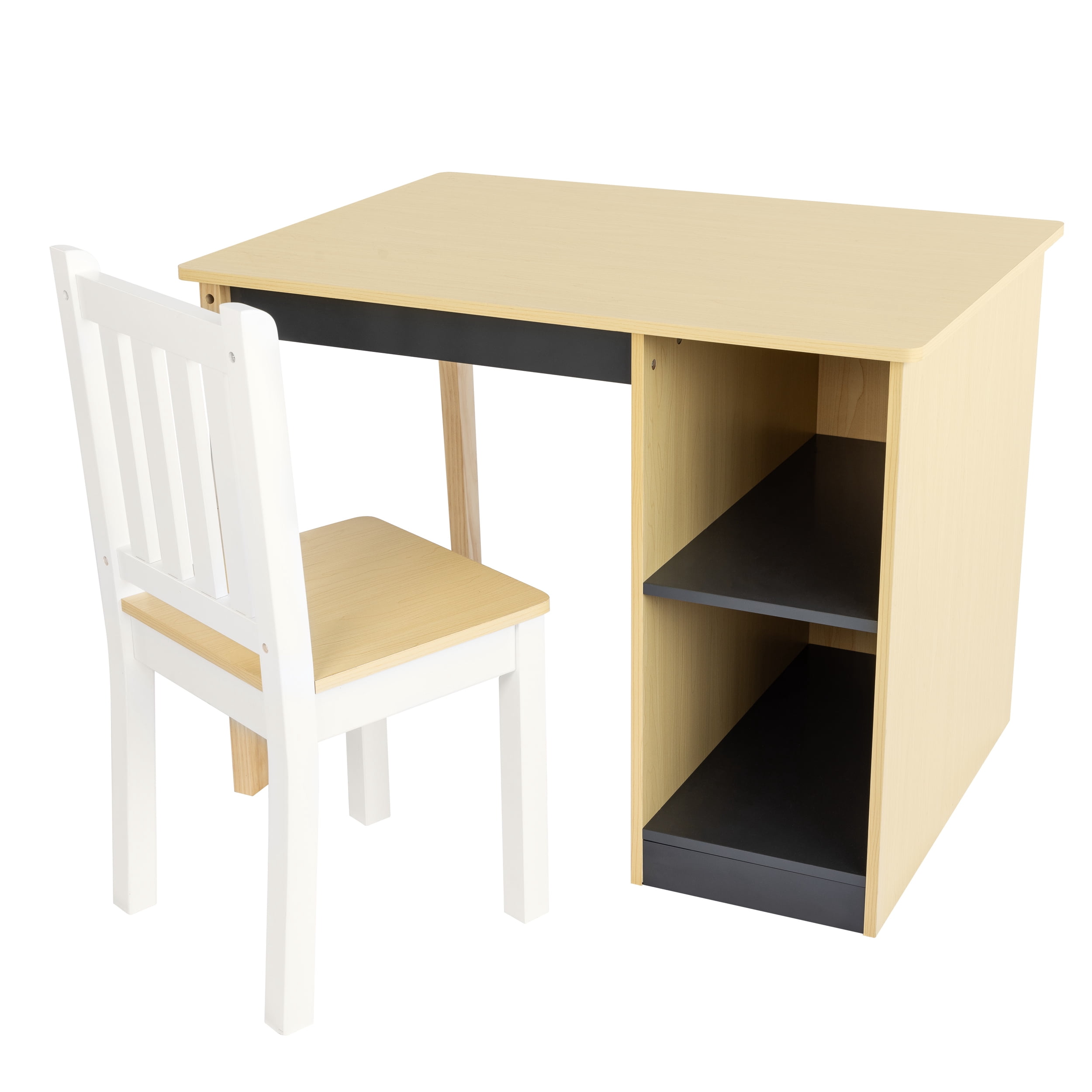 Humble Crew Kids Desk & Chair Set, Natural/Black/White/Grey
