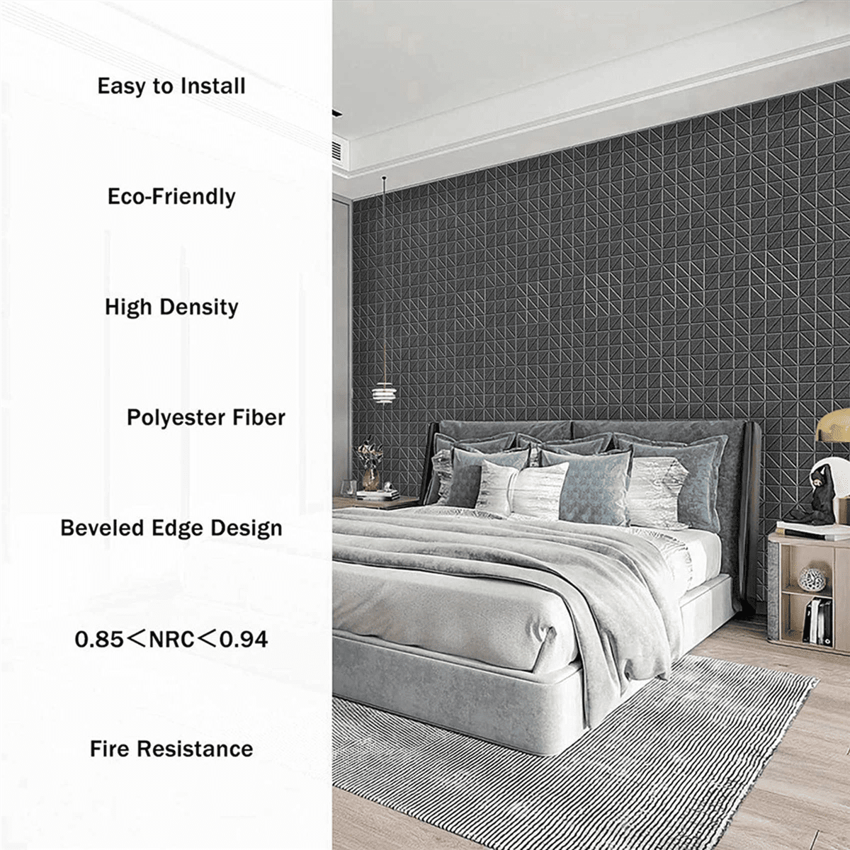 Self-Adhesive Acoustic Panels, 24Pcs 12X12X0.4Inch Sound Absorbing Panels, Decorative Soundproof Wall Panels C