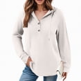 thumbnail image 4 of Towmus Women's Hoodie Oversized Waffle Knit Tops Henley Casual Shirts Long Sleeve Button V Neck Solid Color Casual Tunic Sweatshirt S-5XL, 4 of 7