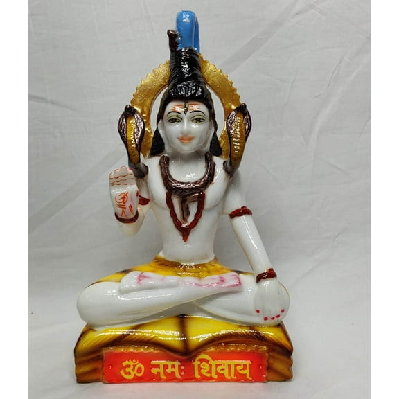 Lord Shiva in Resin Shiva Sculpture Hindu God Statue Shiv Idol Murti Meditating Shiva Figurine Indian Idol Hindu God and Destroyer of Evil Figure Indian Art Handmade Statue for Altar - AtoZ India Cart