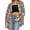 Dark Khaki, variant on Fantaslook Plaid Flannel Shirts for Women Oversized Long Sleeve Button Down Shirts Blouses Tops