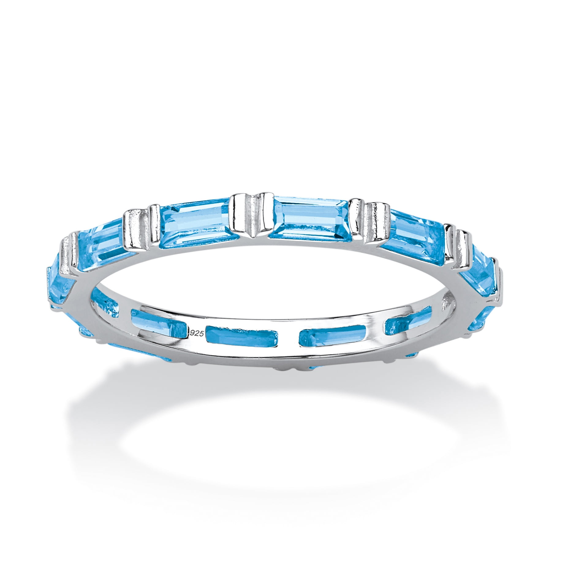 Baguette Birthstone Stackable Eternity Band in .925 Sterling Silver ...