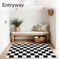 thumbnail image 3 of ODIKA 6'x9' Machine Washable Non-Slip Area Rug, Plaid Checkered Entry with Bold Contrast Design High Traffic Rug, Black, 481050, 3 of 7