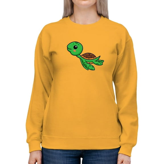 Cute Little Turtle Swim Art Sweatshirt Women -Image by Shutterstock, Female Medium
